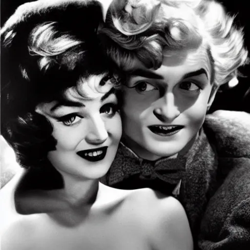 Prompt: Marylin Monroe and Daniel Radcliffe on the poster for 'Some Still Like It Hot'