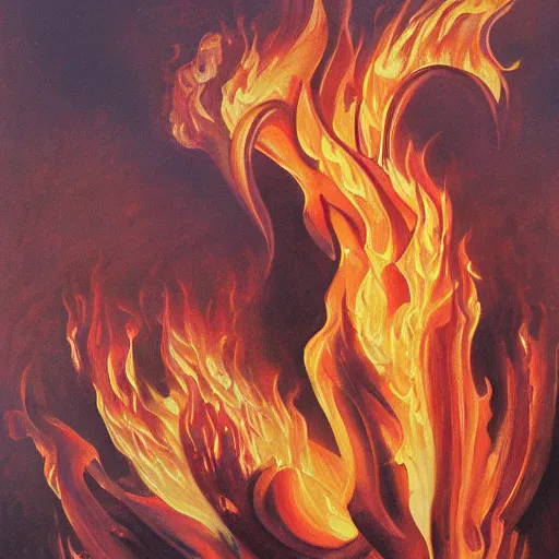 Prompt: oil painting of Flames by Szukalski