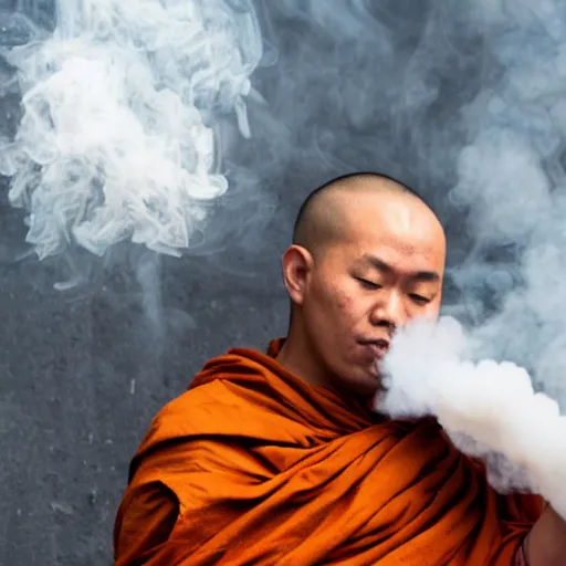 Prompt: A monk evaporating into smoke