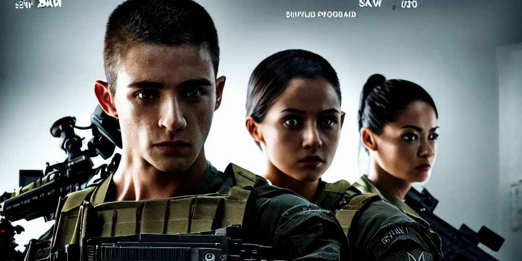 Image similar to vfx film, swat team squad crew, breach and clear, gang house, flat color profile low - key lighting award winning photography arri alexa cinematography, cinematic beautiful natural skin, famous face, atmospheric cool color - grade