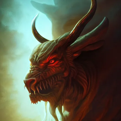 Prompt: Biblical deceiving devil portrait, atmospheric lighting, painted, intricate, volumetric lighting, beautiful, rich deep colours masterpiece, golden hour, sharp focus, ultra detailed, by Leesha Hannigan, Ross Tran, Thierry Doizon, Kai Carpenter, Ignacio Fernández Ríos