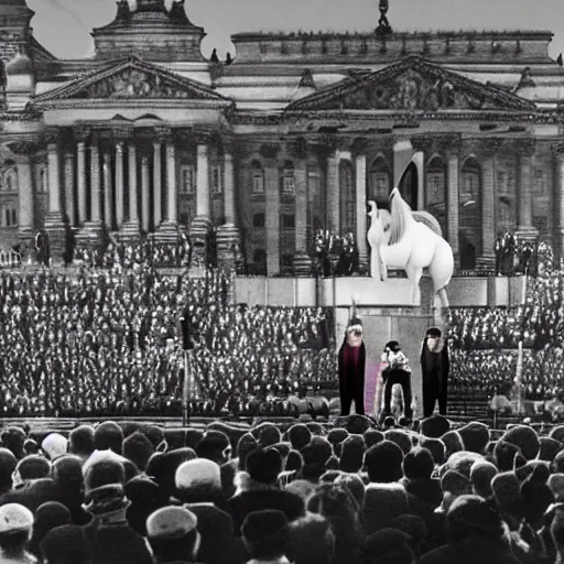 Prompt: my little pony at the reichstag speech, january 3 0, 1 9 3 9, very realistic, highly detailed