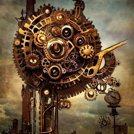 Image similar to giant mechanical rose, steampunk, fantasy art, sky, detailed