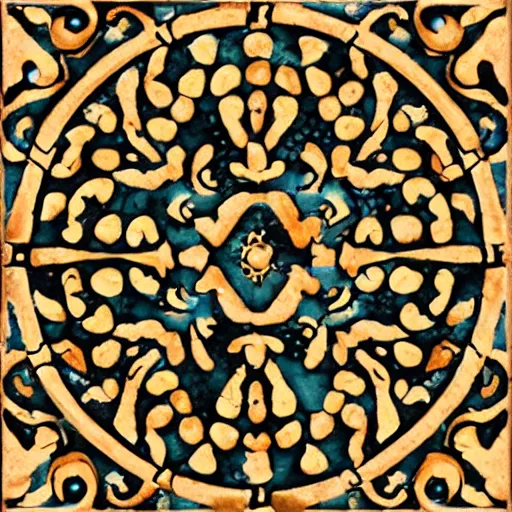 Prompt: intricate tile pattern depicting the beginning of the universe
