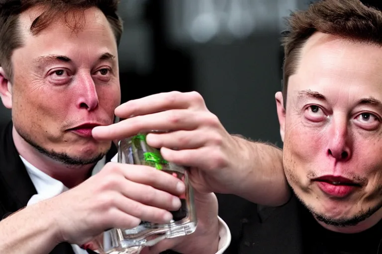 Prompt: elon musk drinking acid