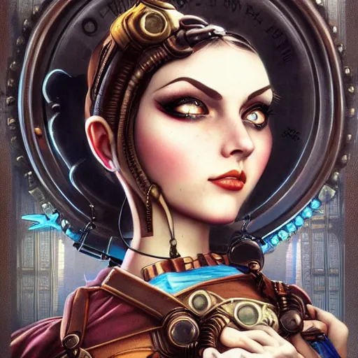 Image similar to Lofi Steampunk Bioshock portrait, Pixar style, by Tristan Eaton Stanley Artgerm and Tom Bagshaw.