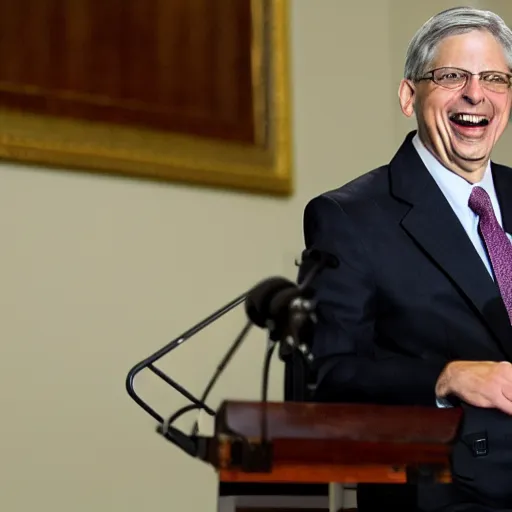 Prompt: merrick garland laughing