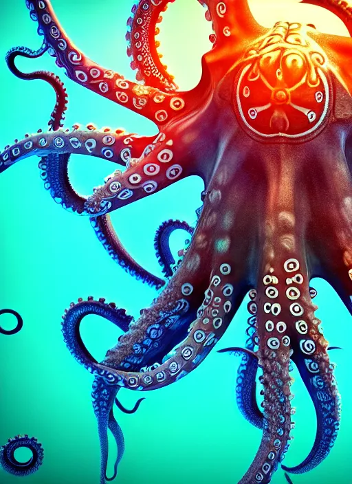 Prompt: detailed image of trident octopus's hunting, kid snorkeling, very coherent symmetrical artwork, cinematic, hyper realism, high detail, octane render, unreal engine, 8k, full body character drawing, clean ink detailed line drawing, intricate detail, extremely detailed.