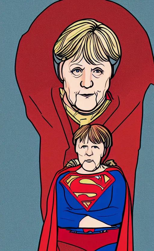 Image similar to illustration of angela merkel as superwoman by katsuhiro