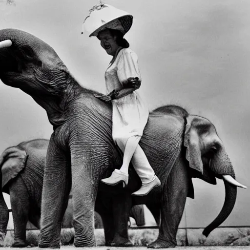 Image similar to the queen of england riding an elephant