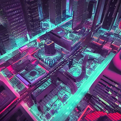 Image similar to “ detailed map of a futuristic megapolis, dark tones, neon colors, brighter lights, digital art, concept art, hiperrealistic, ultra detailed, 4 k uhd, unreal engine 5, photoshop ”