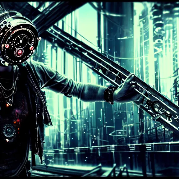 Image similar to Beautiful Photo of the Time Machine. Gear mechanism. Cyberpunk. splatterpunk. 4K. Grim future