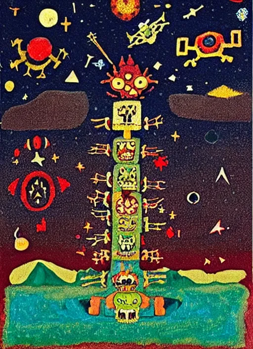 Image similar to pixel decollage painting tarot lovers card composition tower of babel road red armor maggot bear and wonky alien frog skeleton knight on a horse in a dark red cloudy night sky with golden foil jewish stars, occult symbols and diamonds, mountain lake and blossoming field in background, painted by Mark Rothko, Helen Frankenthaler, Danny Fox and Hilma af Klint, pixelated, neo expressionism, semi naive, pastel colors, cinematic, color field painting, cave painting, voxel, pop art look, outsider art, minimalistic. Bill Traylor painting, part by Philip Guston and Francis Bacon. art by Adrian Ghenie, very coherent symmetrical artwork, cinematic, hyper realism, high detail, octane render, unreal engine, Smooth gradients, depth of field, full body character drawing, extremely detailed, 8k, extreme detail, intricate detail, masterpiece