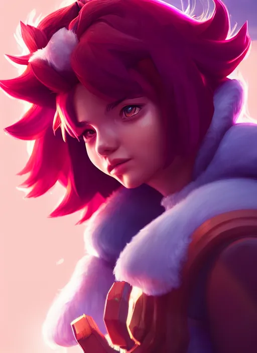 Prompt: annie from league of legends, splash art, path traced, octane render, highly detailed, high quality, digital painting, hd, alena aenami