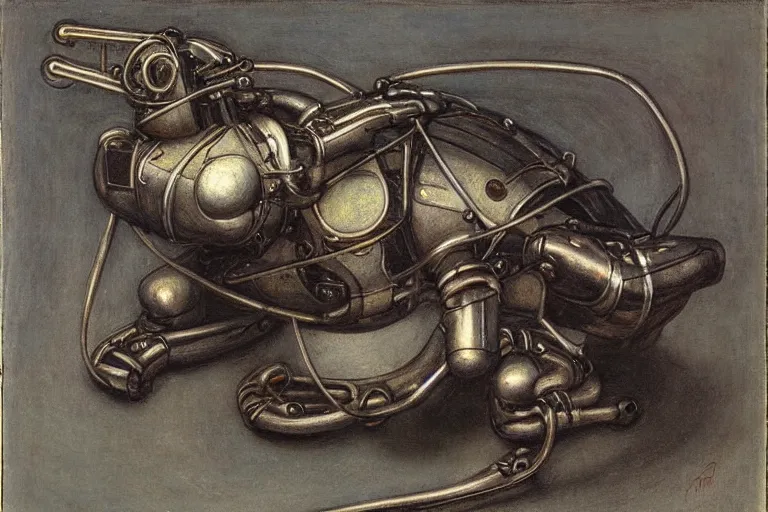 Prompt: cybernetic robot rat, simplicity, featureless, elegant, by annie swynnerton and diego rivera and elihu vedder, symbolist, dramatic lighting, art brut, soft cool colors, smooth, sharp focus, extremely detailed, adolf wolfli and ( donato giancola )