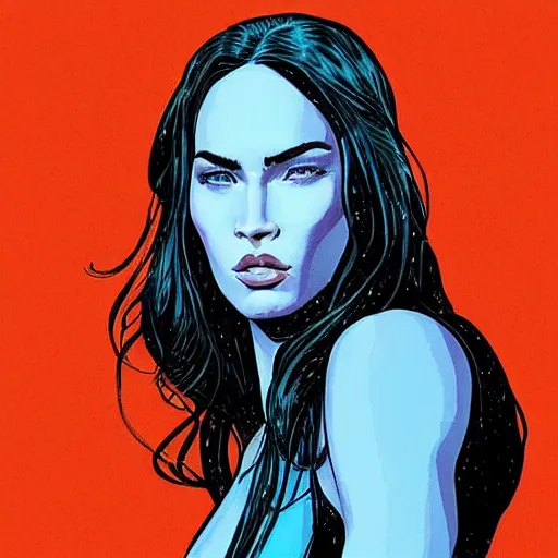 Image similar to “ megan fox retro minimalist portrait by jean giraud, moebius starwatcher comic, 8 k ”