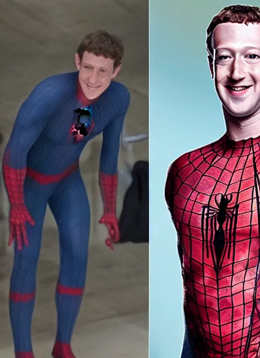 Image similar to Mark Zuckerberg as a spiderman