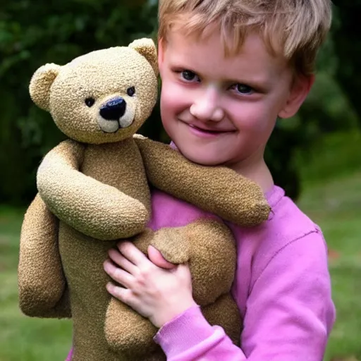 Image similar to teddy holding a teddy holding a teddy hugging a teddy squeezing a teddy