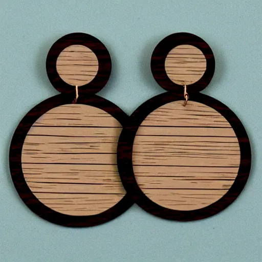 Image similar to lasercut segmented 2d wood earrings, graphic designs from 80's new wave