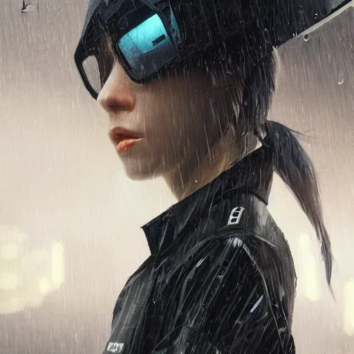 Image similar to toast, rain, techwear, streetwear, cyberpunk style outfit, greg rutkowski, artgerm, ross tran, takato yomamoto, wlop, ilya kuvshinov, intricate complexity, detailed portrait, 4 k, cinematic lighting, artstation, sharp focus, smooth, makoto shinkai