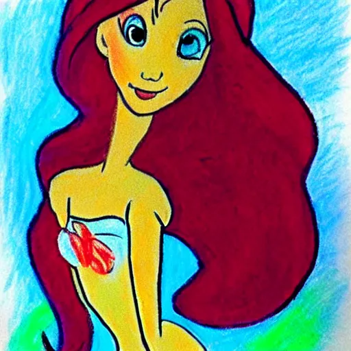 Image similar to child's crayon drawing of ariel