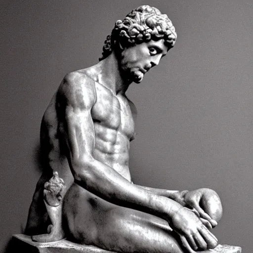 Image similar to A photo of Michelangelo's sculpture of David wearing headphones djing