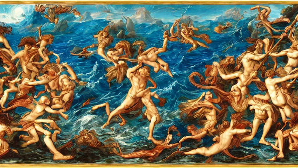 Image similar to epic masterpiece of Oceanus begetting Oceanus mythological