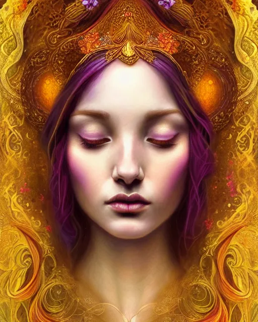 Prompt: portrait of the beautiful young goddess of orchids, unusual beauty, etheric, outworldly colours, emotionally evoking symbolic metaphors, head in focus, fantasy, ornamental, intricate, elegant, highly detailed hyperrealistic painting, artstation, concept art, painterly, golden ratio, sharp focus, illustration, art by anna dittman,
