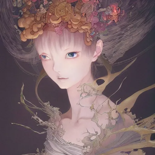 Image similar to prompt : fantasy portrait soft light painted by james jean and katsuhiro otomo, inspired by evangeleon anime, smooth face feature, intricate oil painting, high detail illustration, sharp high detail, manga and anime 1 9 9 0