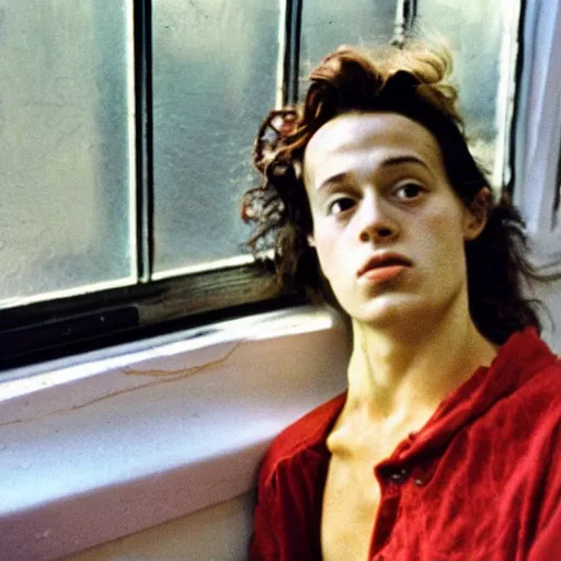 Prompt: An eccentric college student, 35mm film, by Saul Leiter, Jamel Shabazz, Nan Goldin