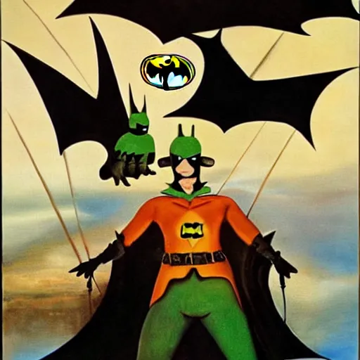 Image similar to batman and robin by salvador dali