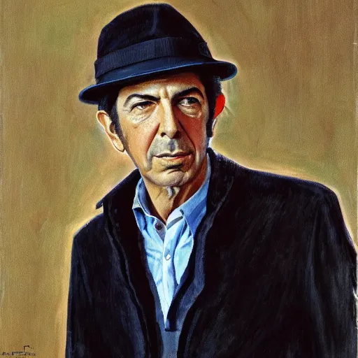 Prompt: portrait of leonard cohen, by Frank McCarthy