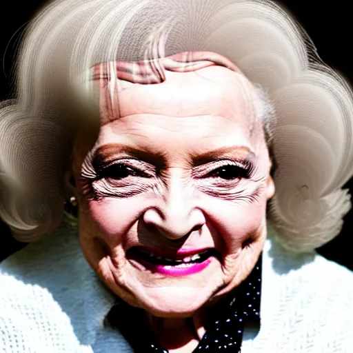 Prompt: betty white with awful face tattoos