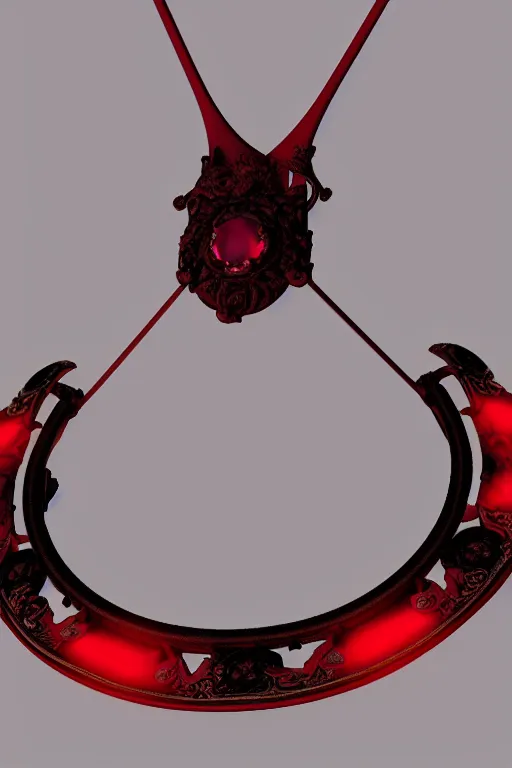 Prompt: historical, art nouveau, deep red gemstone choker, glowing inside, octane render, realistic, dramatic light, 3 d, photograph 4 k,