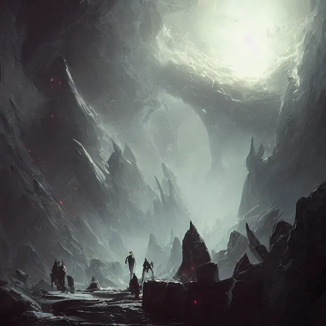 Image similar to a painting of the entrance to the void by greg rutkowski, dark fantasy art, high detail, trending on artstation