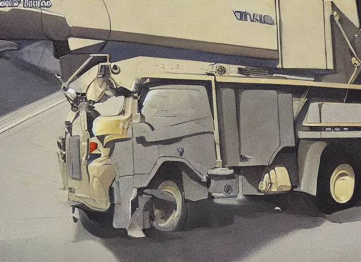 Prompt: star wars style garbage truck, concept art by ralph mcquarrie