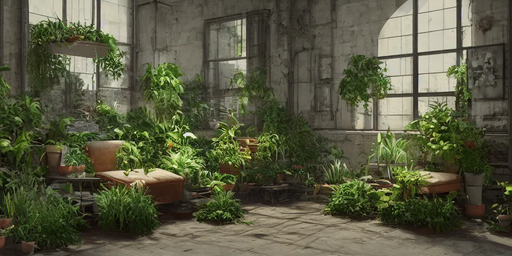 Prompt: two seats made of plants in a completely back room, hyperrealistic, concept art, octane render, unreal engine 5, trending on artstation, high quality, highly detailed, 8 k hdr, soft lighting, path traced, black background, bloom, high coherence, symmetrical, high contrast, digital art, serene landscape, cinematic