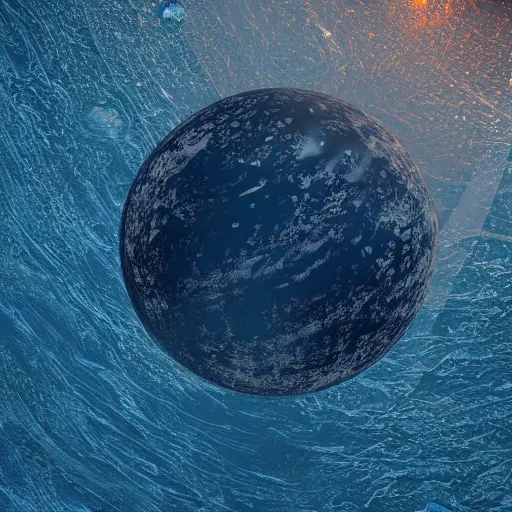 Image similar to The ocean on the Sun seen from space, digital art, high detail, octane render