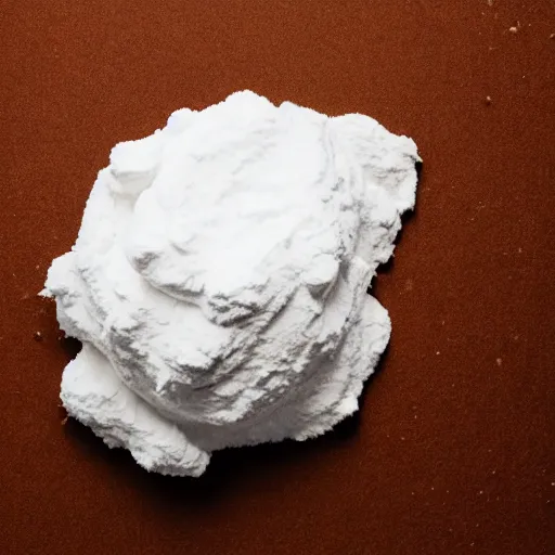 Prompt: walter white as a pile of white flour powder, white powder