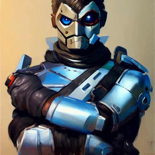 Image similar to greg manchess portrait painting of armored two face as overwatch character, medium shot, asymmetrical, profile picture, organic painting, sunny day, matte painting, bold shapes, hard edges, street art, trending on artstation, by huang guangjian and gil elvgren and sachin teng