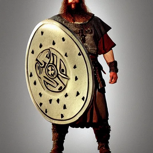 Image similar to viking holding a shield by richard kirk