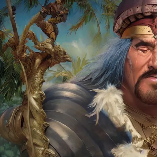 Image similar to a hyper realistic keyframe of a cartoon character brought to the real world, a combination of a beefy conan the barbarian and a warlock with a kind heart, the setting is a normal suburban backyard by Huang Guangjian and Gil Elvgren and Sachin Teng 8k,