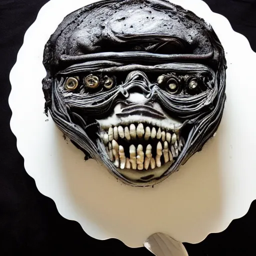 Image similar to cake made by H. R. Giger