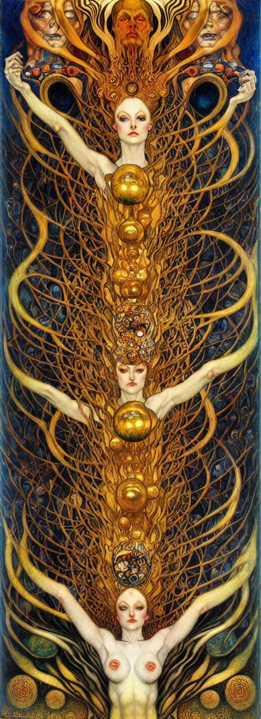 Image similar to Divine Chaos Engine by Karol Bak, Jean Delville, William Blake, Gustav Klimt, and Vincent Van Gogh, symbolist, visionary