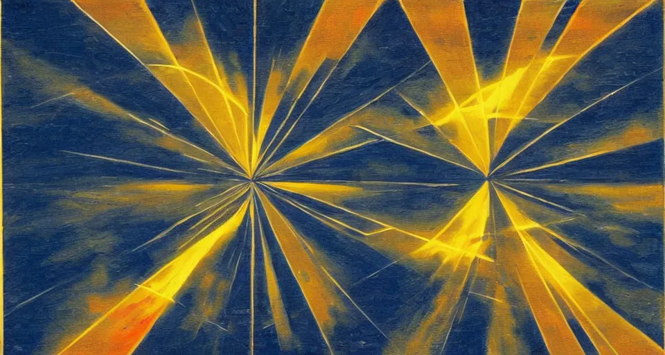 Image similar to hexagonal solar sail blocking the sun, seen from earth, art deco painting