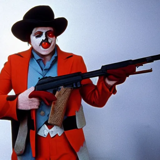 Image similar to ronald macdonald as scarface with ak - 4 7