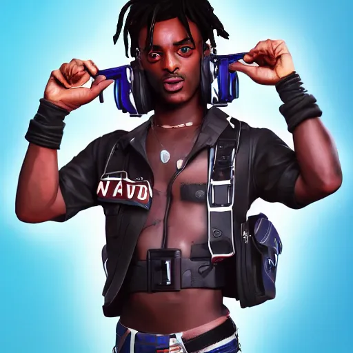 Image similar to Playboy Carti as a fortnite skin, hyper realistic, high detalied, 8k, artstation, digital art,