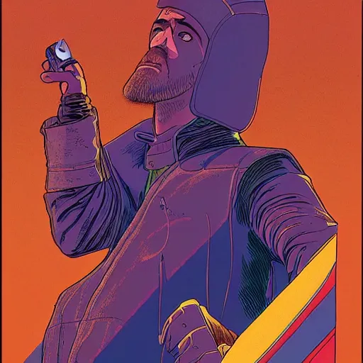 Image similar to jake gyllenhaal retro minimalist portrait by jean giraud, moebius starwatcher comic, 8 k