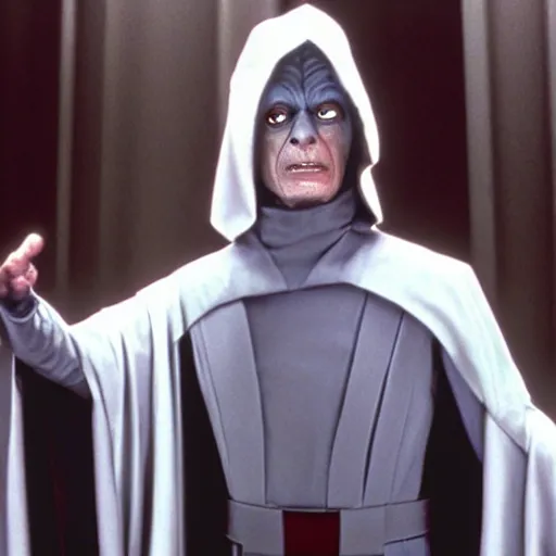 Image similar to jeff goldblum as emperor palpatine in the original trilogy, star wars movie, photo