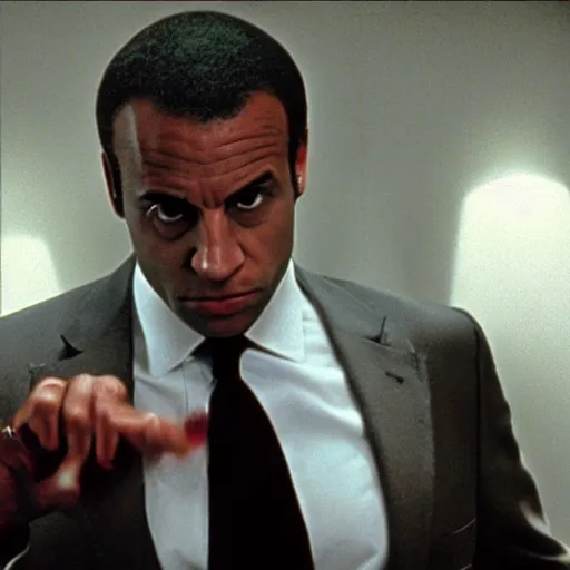 Image similar to african american Emmanuel Macron in American Psycho (1999)